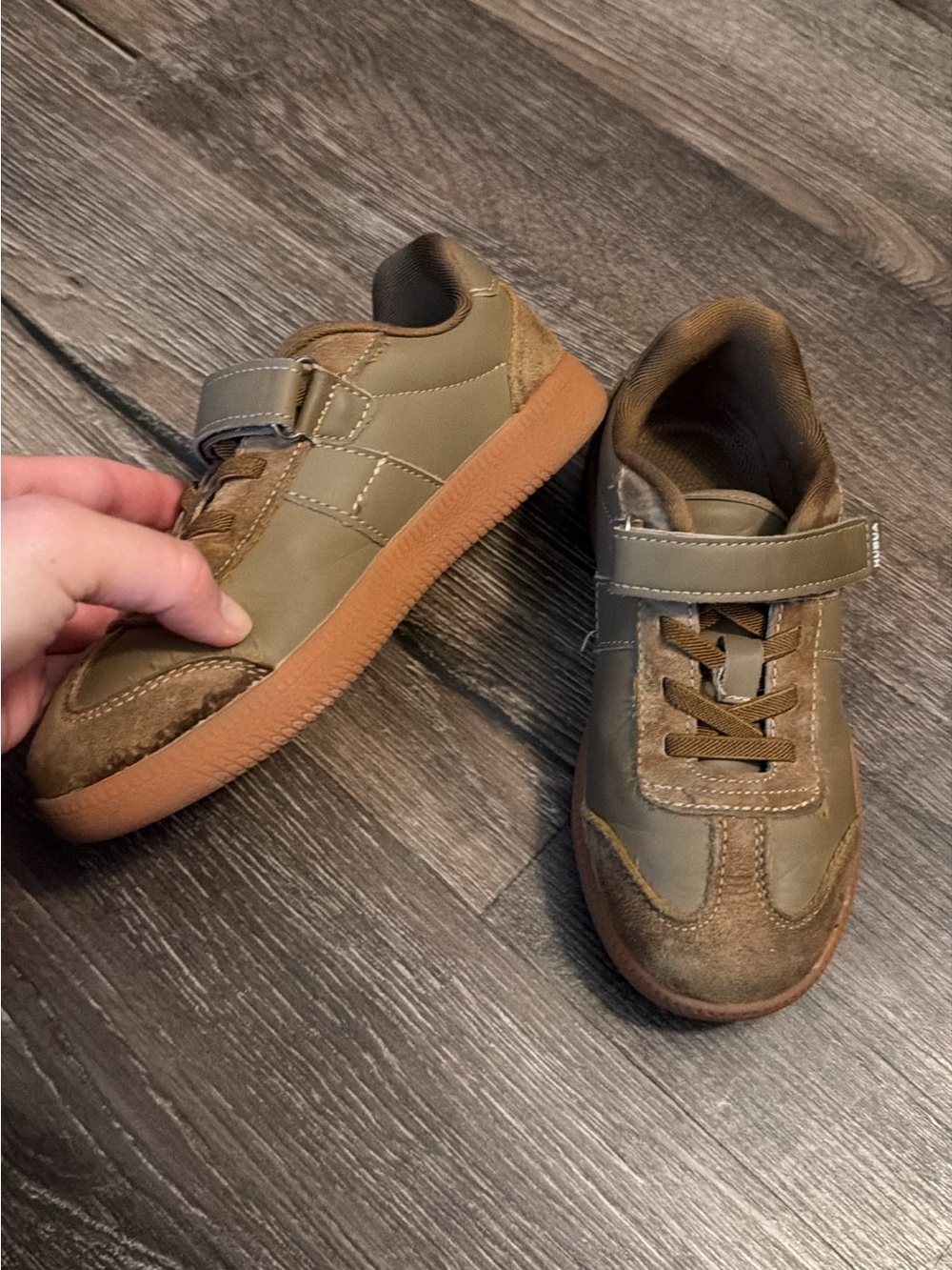 Kids Olive Green Casual Sneakers with Gum Sole